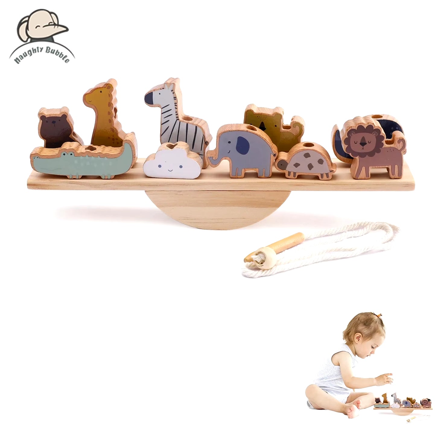 Baby Animal Threading Toys Wooden Stacking Toys Blocks Board Games Wooden Toys Baby Animal Stringing Threading Beads Toys Gift