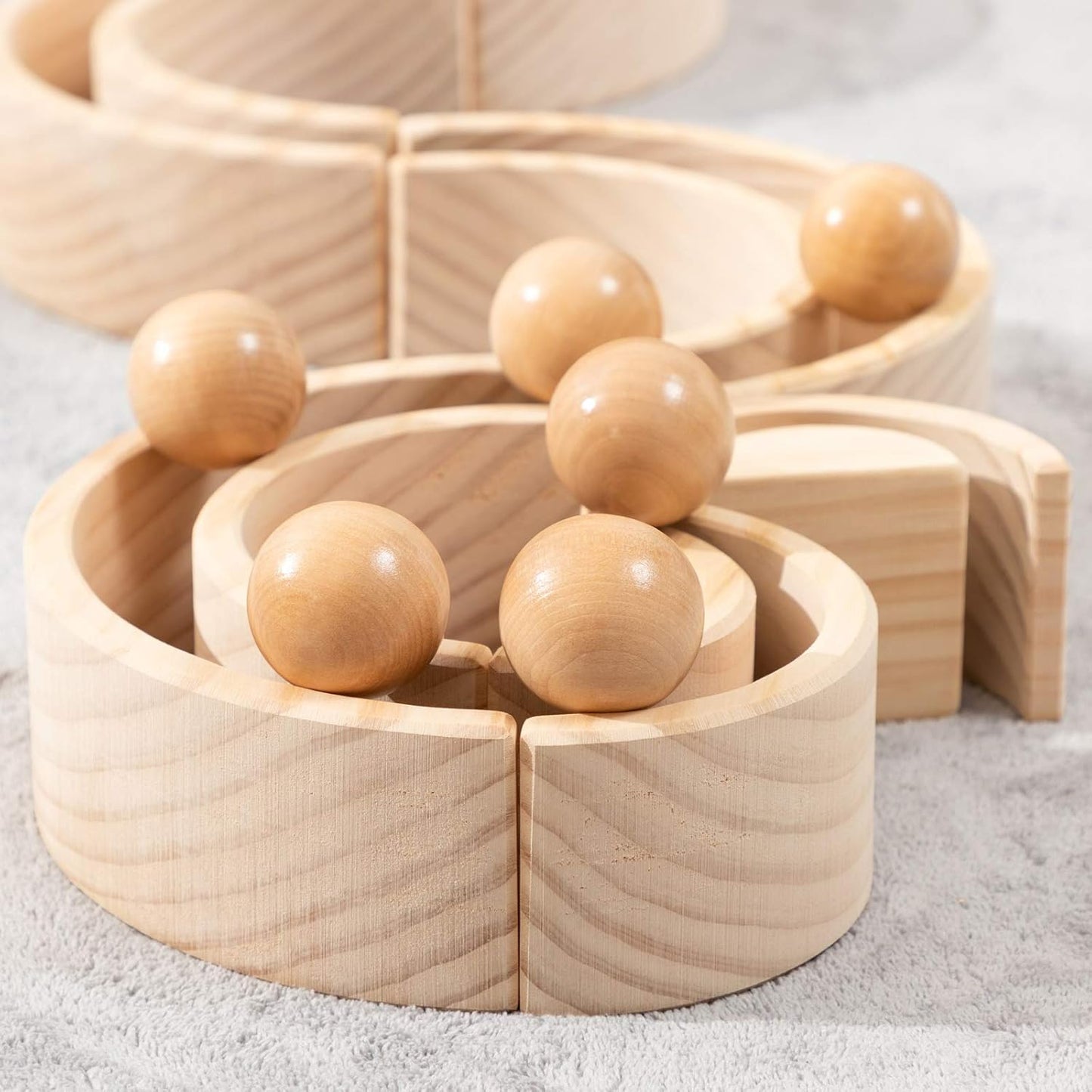 1.8 Inch Montessori Wooden Rainbow Balls, Colorful/Pastel/Natural Wooden Ball Toys for Toddler & Baby Grasping, Preschool Learning Material, Educational Counting Toy - 6 Pcs