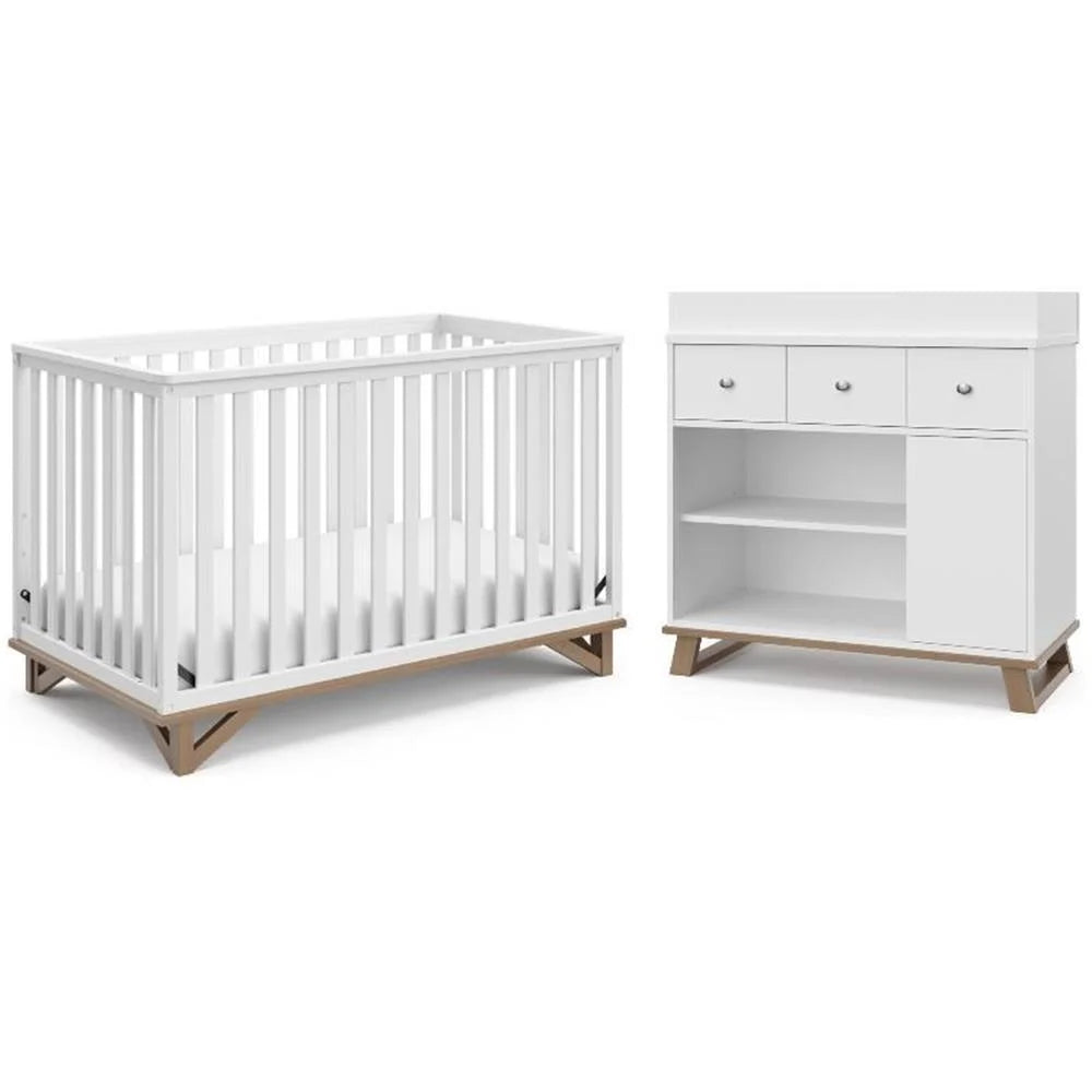 2-Piece Set with Crib and Changing Table Dresser