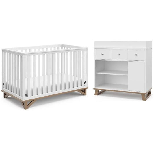 2-Piece Set with Crib and Changing Table Dresser