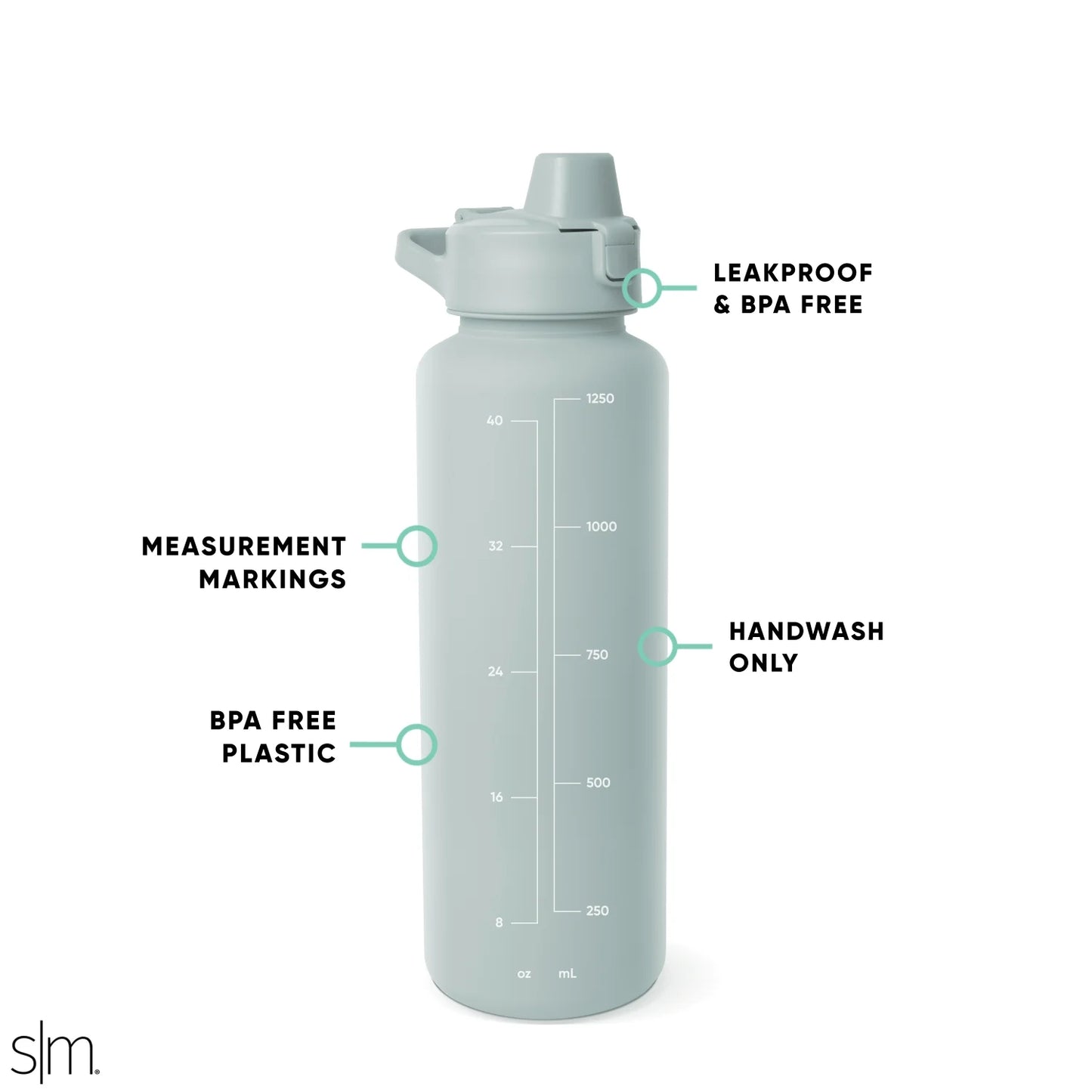 48 Fl Oz Reusable Tritan Summit Water Bottle with Silicone Straw Lid|Seaglass Sage